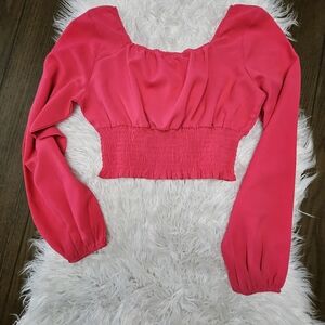 SHEIN Hot Pink Smocked Blouse